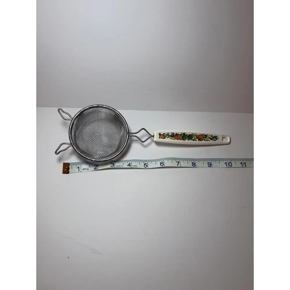 Vintage Ekco Mesh Strainer 70's Spice of Life Vegetable Pattern Plastic‎ Handle